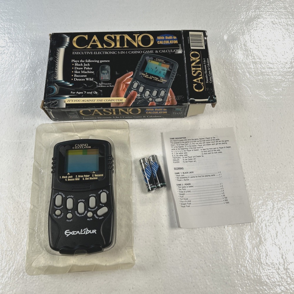 Excalibur Executive Electronic Casino 5-in-1 Handheld Game with Calculator